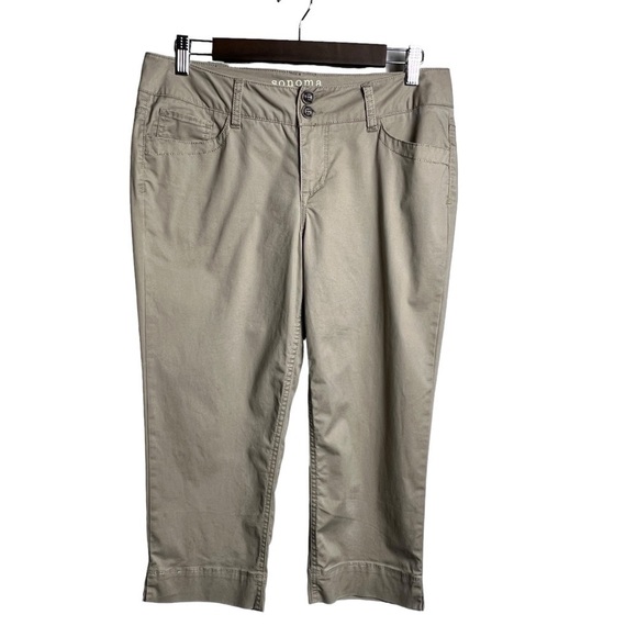 Sonoma Modern Capri Pants Women's Size 6 Tan Khaki Pockets Stretch - Picture 1 of 10